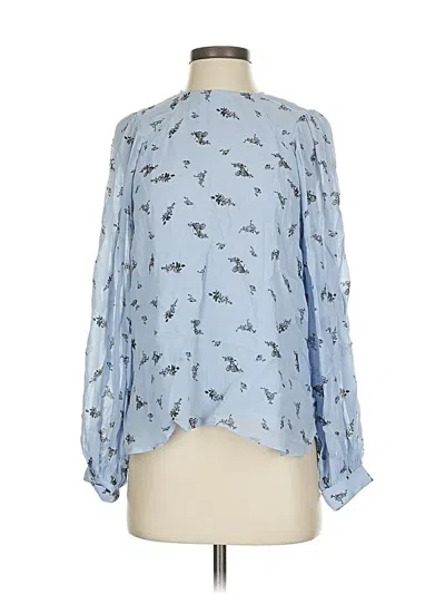 Pre-owned Ganni Long Sleeve Blouse In Blue