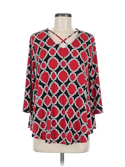 Pre-owned Chico's 3/4 Sleeve Blouse In Red