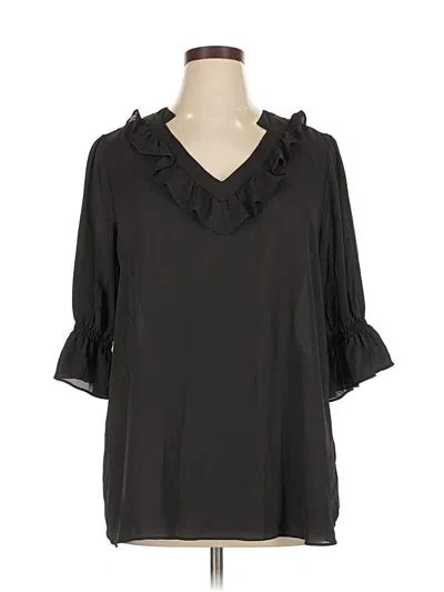 Pre-owned Ashley Stewart 3/4 Sleeve Blouse In Black