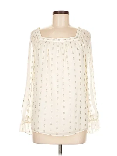 Pre-owned Talbots Long Sleeve Blouse In White