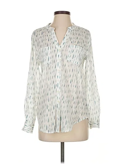 Pre-owned Carve Designs Long Sleeve Blouse In White