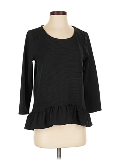 Ann Taylor 3/4 Sleeve Top Black Square Neckline Tops In Black