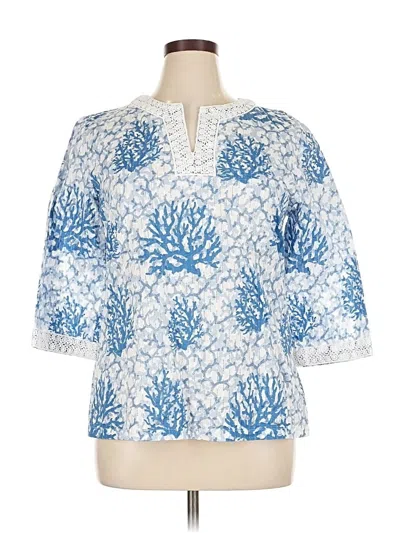 Pre-owned Alfred Dunner 3/4 Sleeve Blouse In Blue