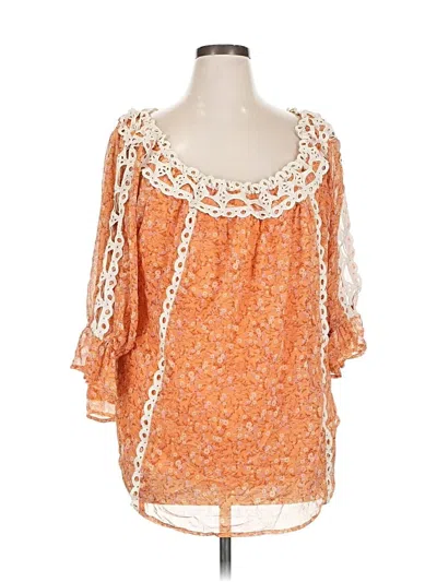 Pre-owned White Birch 3/4 Sleeve Blouse In Orange