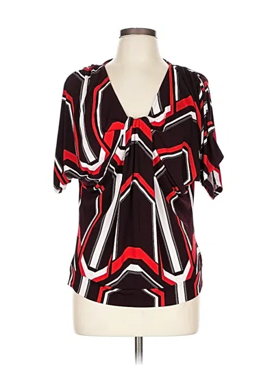 Pre-owned New York And Company Short Sleeve Blouse In Red