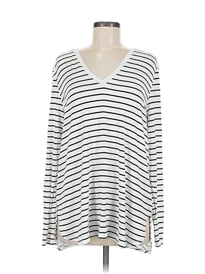 Pre-owned Mud Pie Long Sleeve Top White V Neck Tops