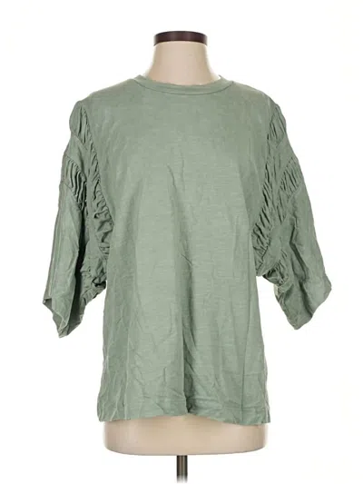 Pre-owned Asos Design 3/4 Sleeve Top Green Crew Neck Tops