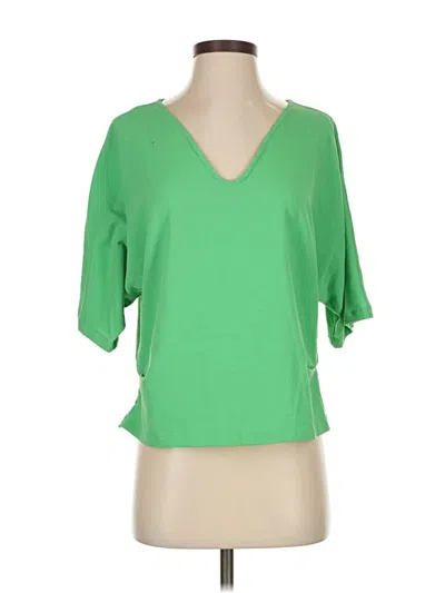 Pre-owned New York And Company Short Sleeve Blouse In Green