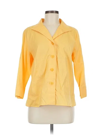 Pre-owned Coldwater Creek 3/4 Sleeve Button Down Shirt In Yellow