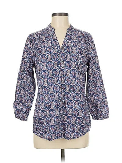 Pre-owned Lands' End 3/4 Sleeve Blouse In Blue