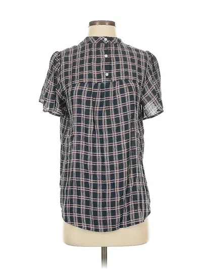 Pre-owned Ann Taylor Loft Short Sleeve Blouse In Blue