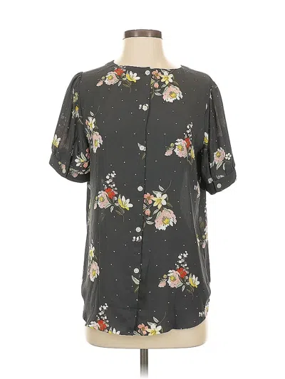 Pre-owned Ann Taylor Loft Short Sleeve Blouse In Gray