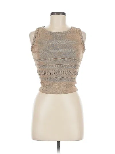Pre-owned Lost + Wander Sleeveless Top Tan Strapless Neckline Tops In Brown