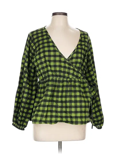 Pre-owned Nasty Gal Inc. 3/4 Sleeve Blouse In Green