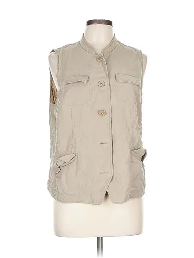 Pre-owned Jjill Sleeveless Button Down Shirt In Brown