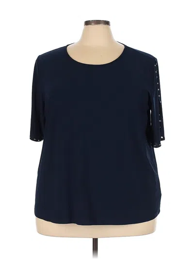 Pre-owned 89th & Madison Short Sleeve Top Blue Boatneck Tops