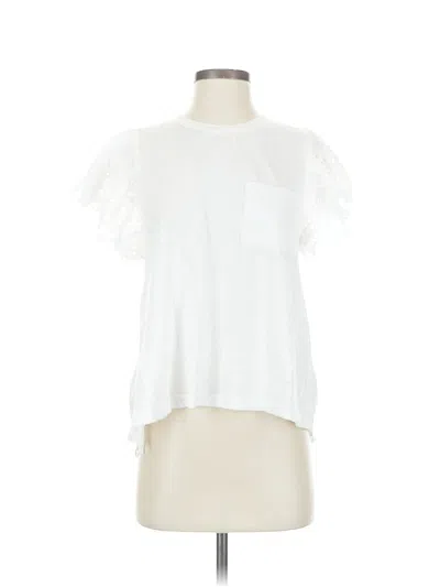 Pre-owned Seen Worn Kept Short Sleeve Top White Ruffles Neckline Tops