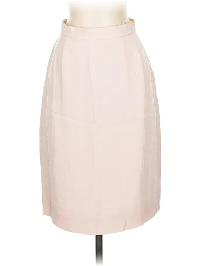 Pre-owned Lands' End Silk Skirt In White