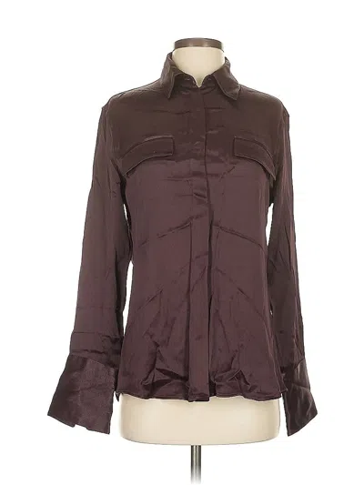 Pre-owned Zara Long Sleeve Blouse In Burgundy