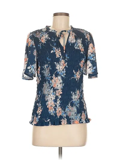 Pre-owned Maurices Short Sleeve Blouse In Blue