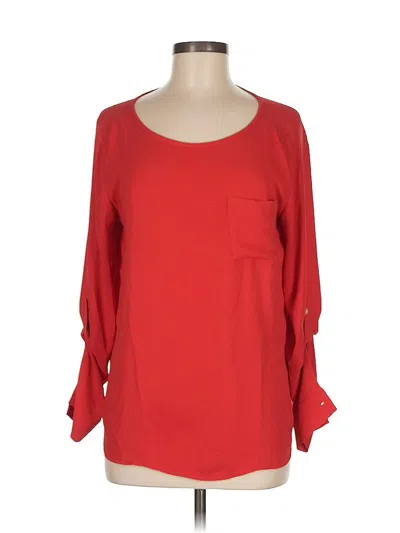 Pre-owned Ann Taylor Loft 3/4 Sleeve Blouse In Red