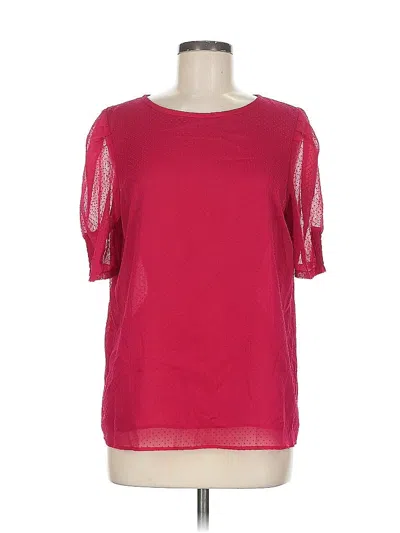 Pre-owned Ann Taylor Loft Short Sleeve Blouse In Red