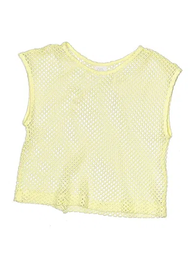 Pre-owned Zara Kids' Short Sleeve Top Yellow Keyhole Neckline Tops