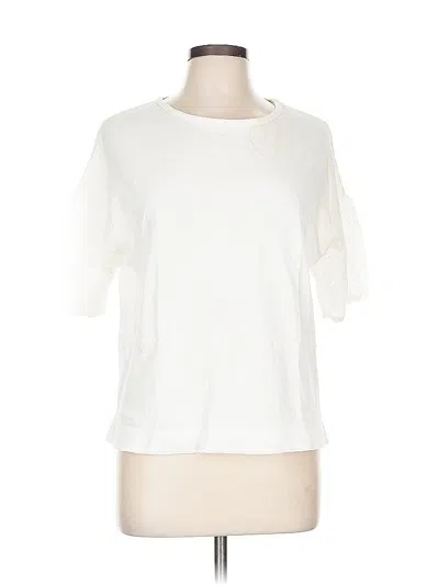 Pre-owned Uniqlo Short Sleeve Top Ivory Crew Neck Tops In White