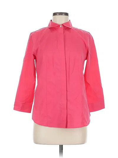 Pre-owned Talbots 3/4 Sleeve Button Down Shirt In Pink