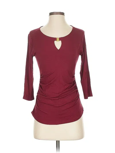 Pre-owned Vince Camuto 3/4 Sleeve Top Burgundy Keyhole Neckline Tops