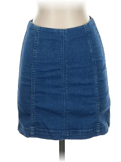 Pre-owned Free People Denim Skirt In Blue