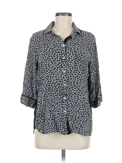 Pre-owned Dkny 3/4 Sleeve Button Down Shirt In Blue