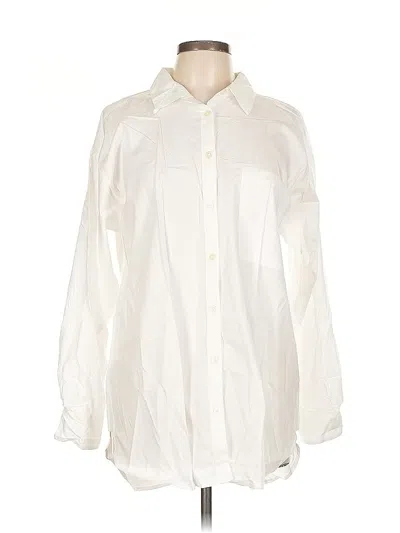 Pre-owned Ann Taylor Loft Long Sleeve Button Down Shirt In White
