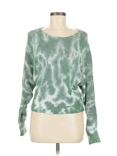 Pre-owned Bp. Long Sleeve Top Green Tie-dye Pattern Boatneck Tops