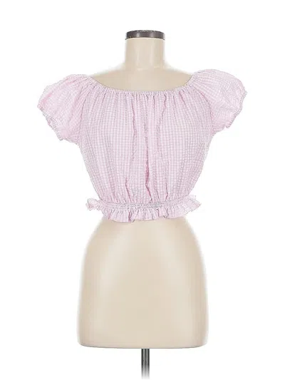 Pre-owned Subdued Short Sleeve Blouse In Pink