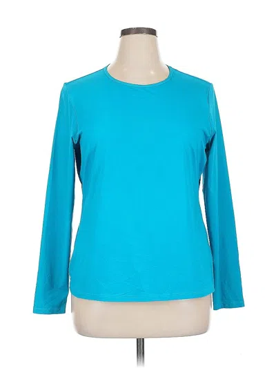 Pre-owned Lands' End 3/4 Sleeve T-shirt In Blue