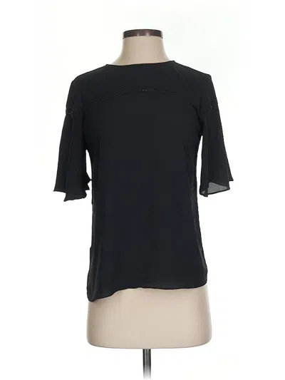 Pre-owned Ann Taylor Loft Short Sleeve Top Black Keyhole Neckline Tops