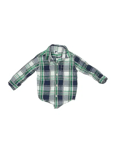 Pre-owned Janie And Jack Kids' Long Sleeve Button Down Shirt In Green