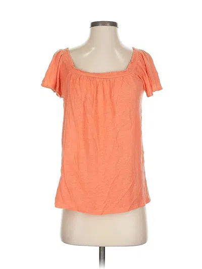 Pre-owned Ann Taylor Loft Short Sleeve Top Orange Scoop Neck Tops
