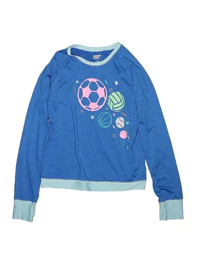 Pre-owned Lands' End Kids'  Long Sleeve T-shirt In Blue