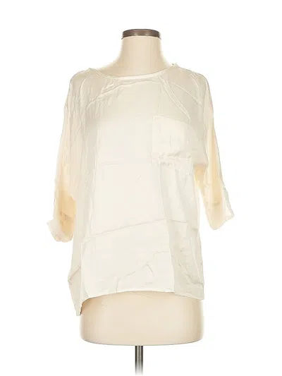 Pre-owned Joie Short Sleeve Silk Top Ivory Square Neckline Tops In White