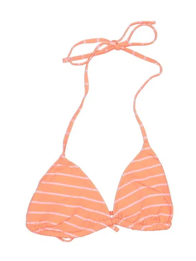 Pre-owned Nautica Swimsuit Top Orange Stripes Pattern Swimwear