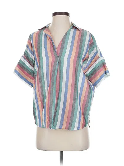 Pre-owned Madewell Short Sleeve Blouse In Blue
