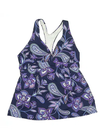 Pre-owned Lands' End Swimsuit Top Purple Paisley Pattern Swimwear