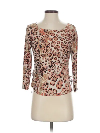Pre-owned Carlisle 3/4 Sleeve Top Brown Sweetheart Neckline Tops