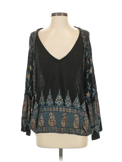 Pre-owned Free People 3/4 Sleeve T-shirt In Black