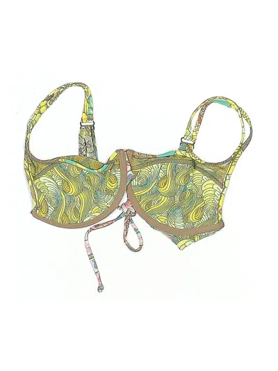Pre-owned Maaji Swimsuit Top Yellow Paisley Pattern Swimwear