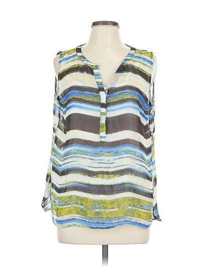 Pre-owned Liz Claiborne 3/4 Sleeve Blouse In Blue