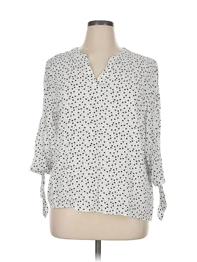 Pre-owned Jones New York 3/4 Sleeve Blouse In White