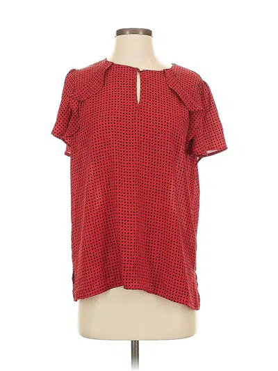 Pre-owned Liz Claiborne Short Sleeve Blouse In Red